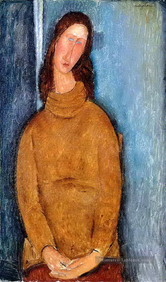 jeanne hebuterne dans un pull jaune 1919 Amedeo Modigliani Peintures à l'huile